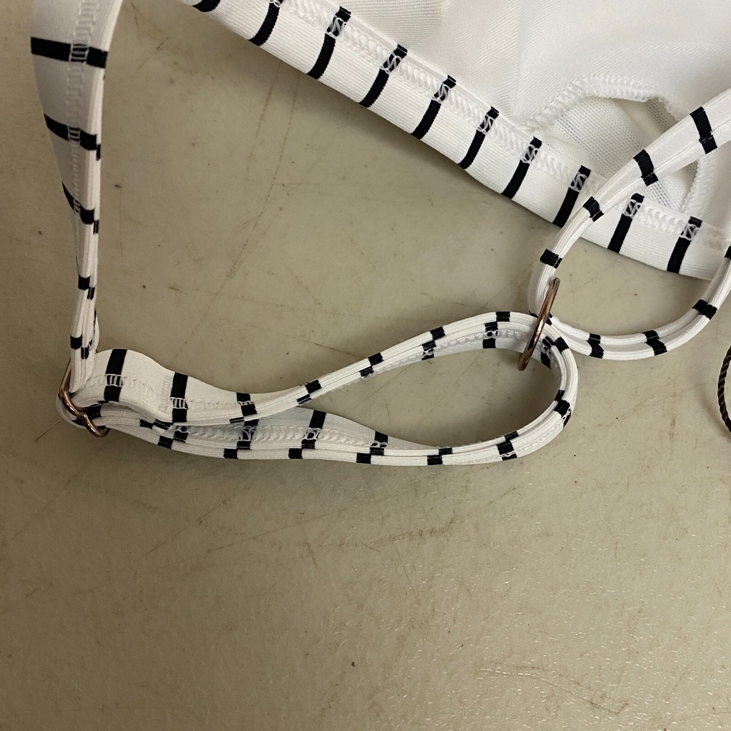 Calia Women's Cross Back Bikini Top Simple Stripe White WSA20210PRTXWP