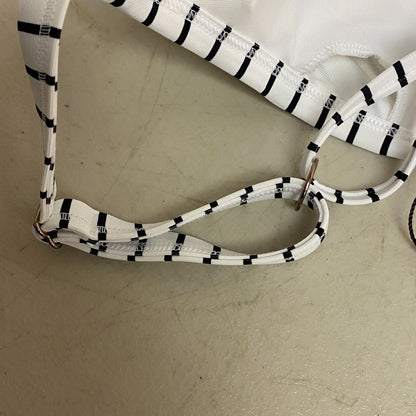 Calia Women's Cross Back Bikini Top Simple Stripe White WSA20210PRTXWP