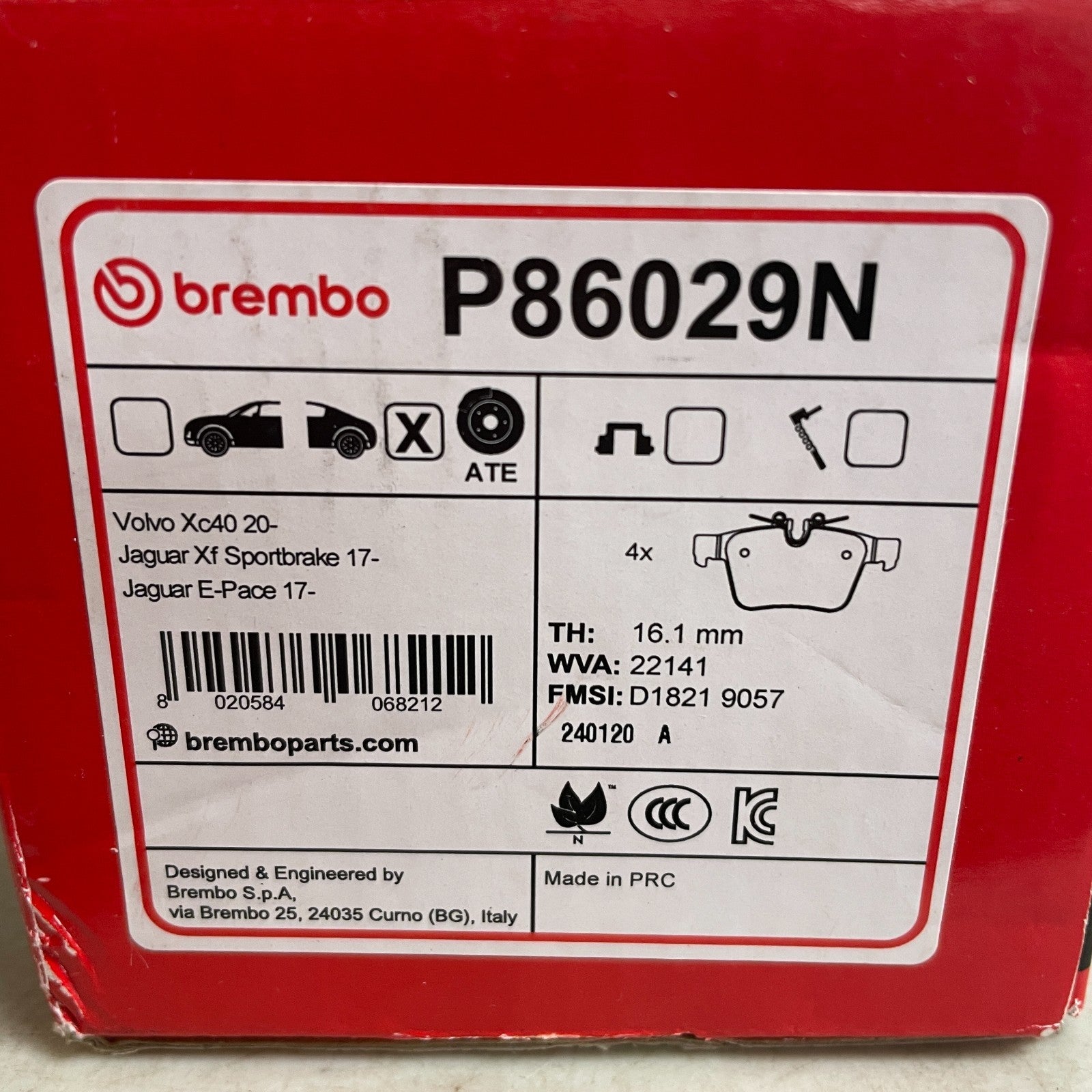 Brembo P86029N Premium Ceramic Rear Disc Brake Pad Set Low Dust
