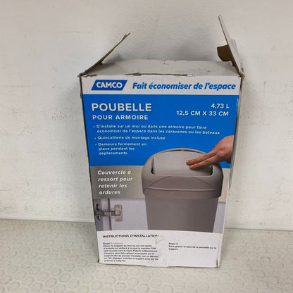 Camco Cabinet Mount Trash Can 5-Quart RV Boat Dorm Space Saver 43962