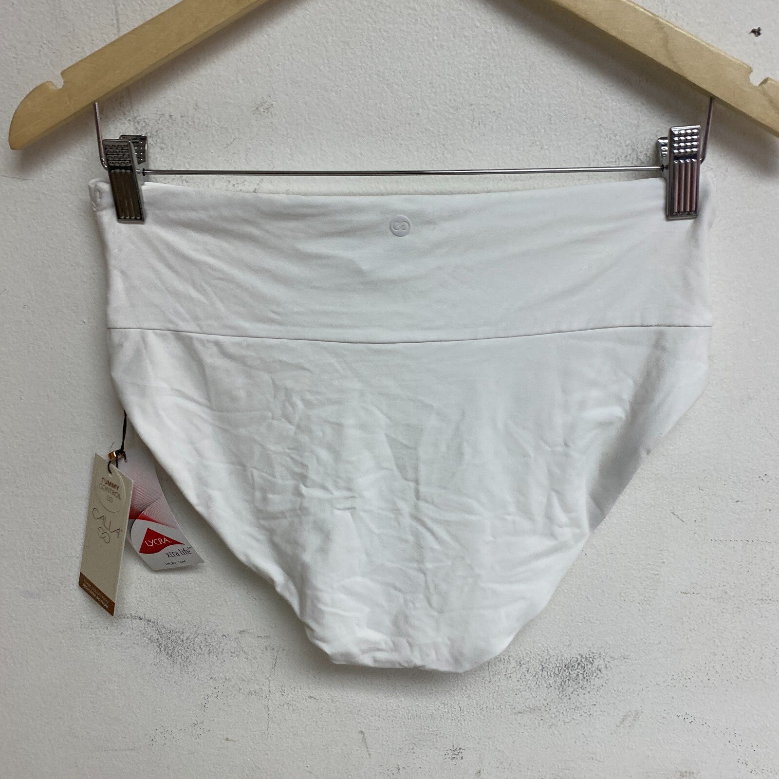 CALIA Women's Swim Collection High Rise Shirred V Front Bottom White WSA23407