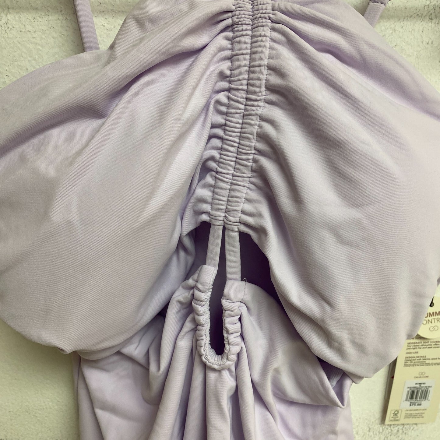 Calia Women's Shirred Cut Out One Piece Strappy Swimsuit Blooming Lilac WSA23111