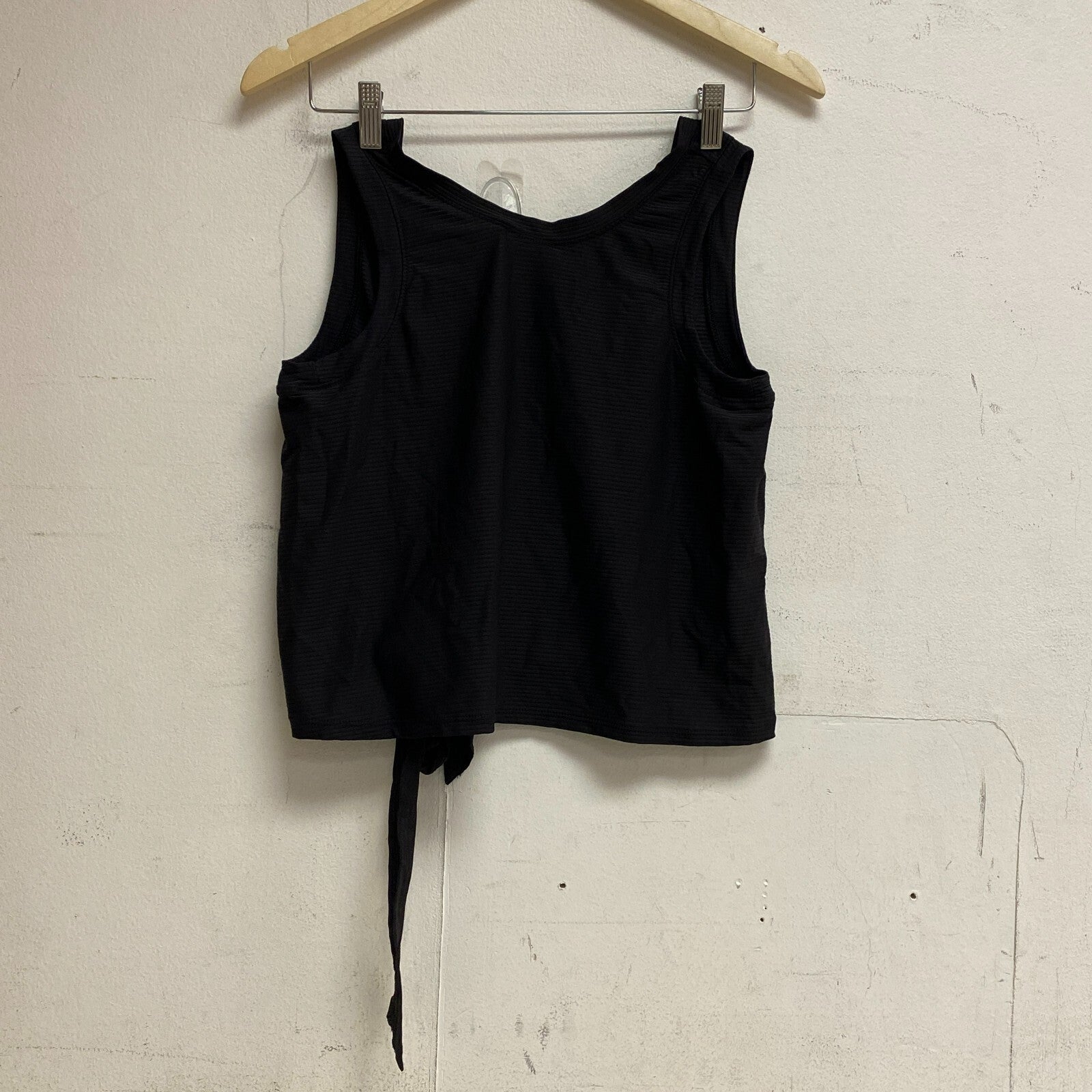 Calia Women Crop Wrap & Tie Tank Pure Black Sleeveless Solid Stylish WAX11234