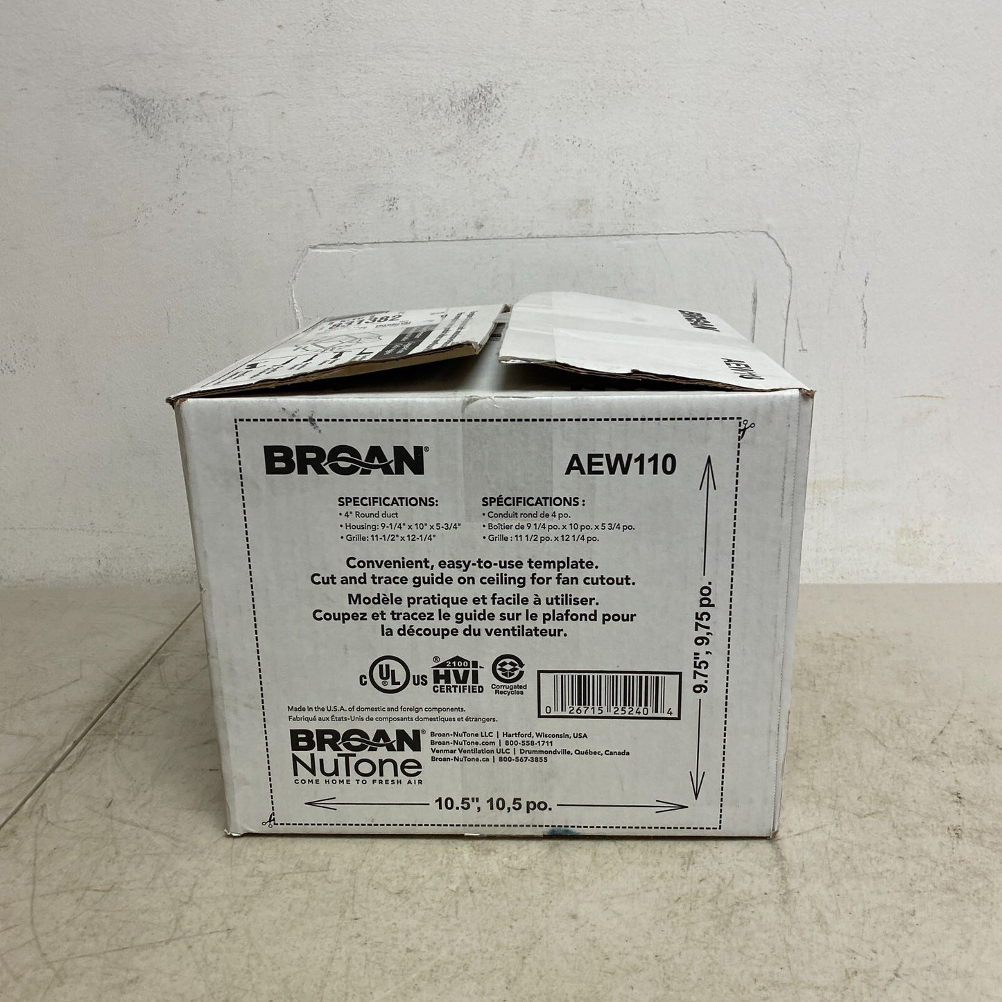 Broan 110 CFM Bathroom Ventilation Fan Fits 2" x 6" Roomside Flex Series