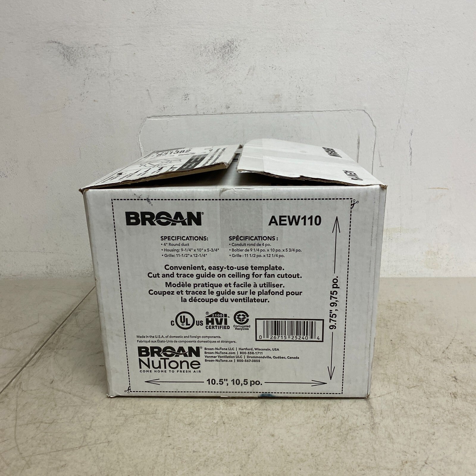 Broan 110 CFM Bathroom Ventilation Fan Fits 2" x 6" Roomside Flex Series