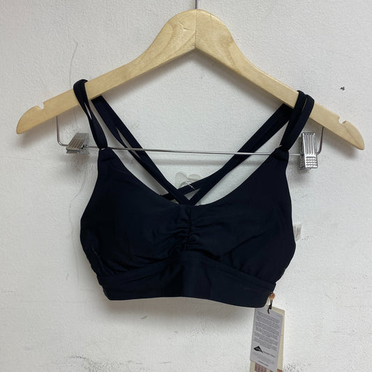 Calia Women's Swim Runched Front Cross Racerback Bikini Top Pure Black WSA23204