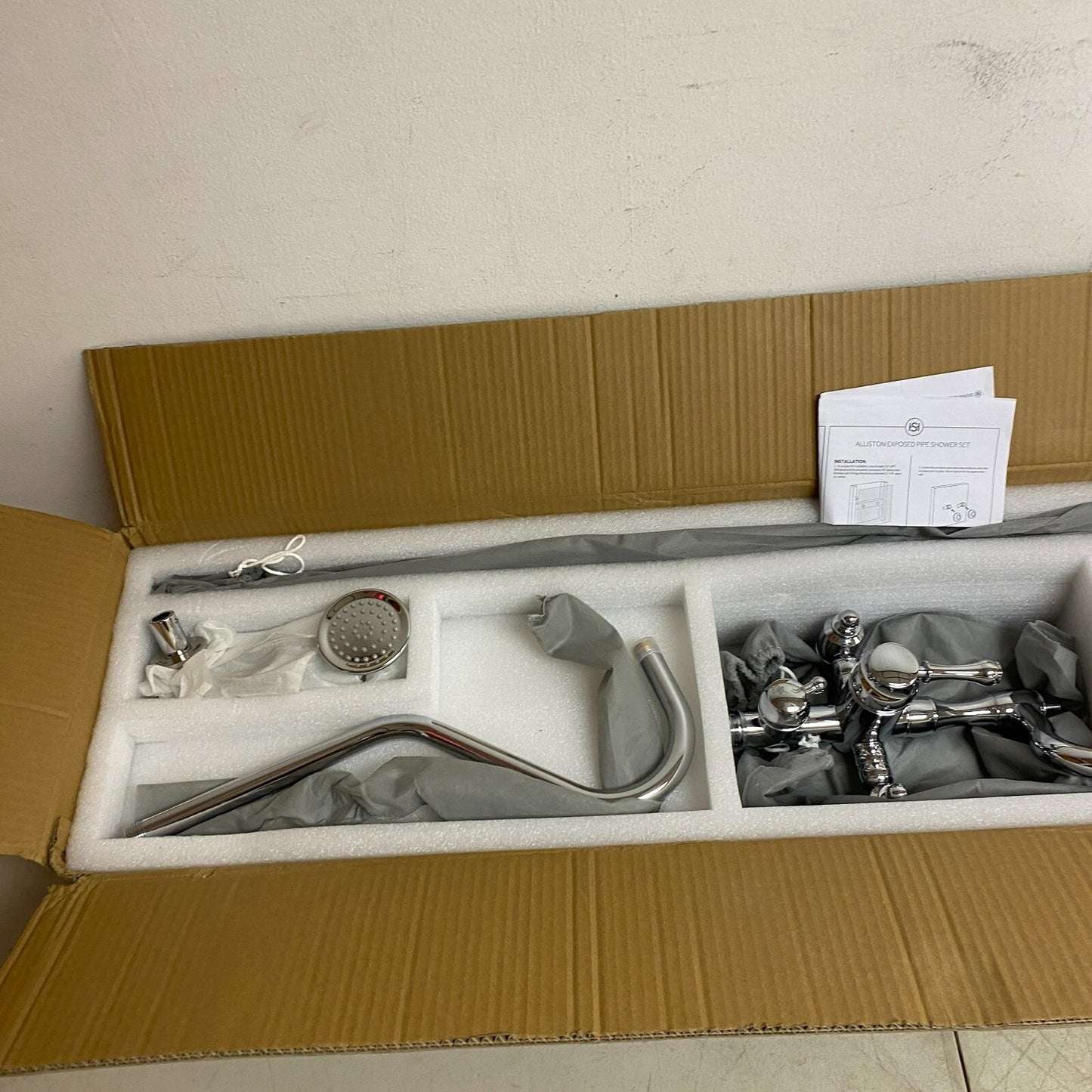 Signature Hardware Dolwick Exposed Pipe Shower and Tub Faucet - Chrome