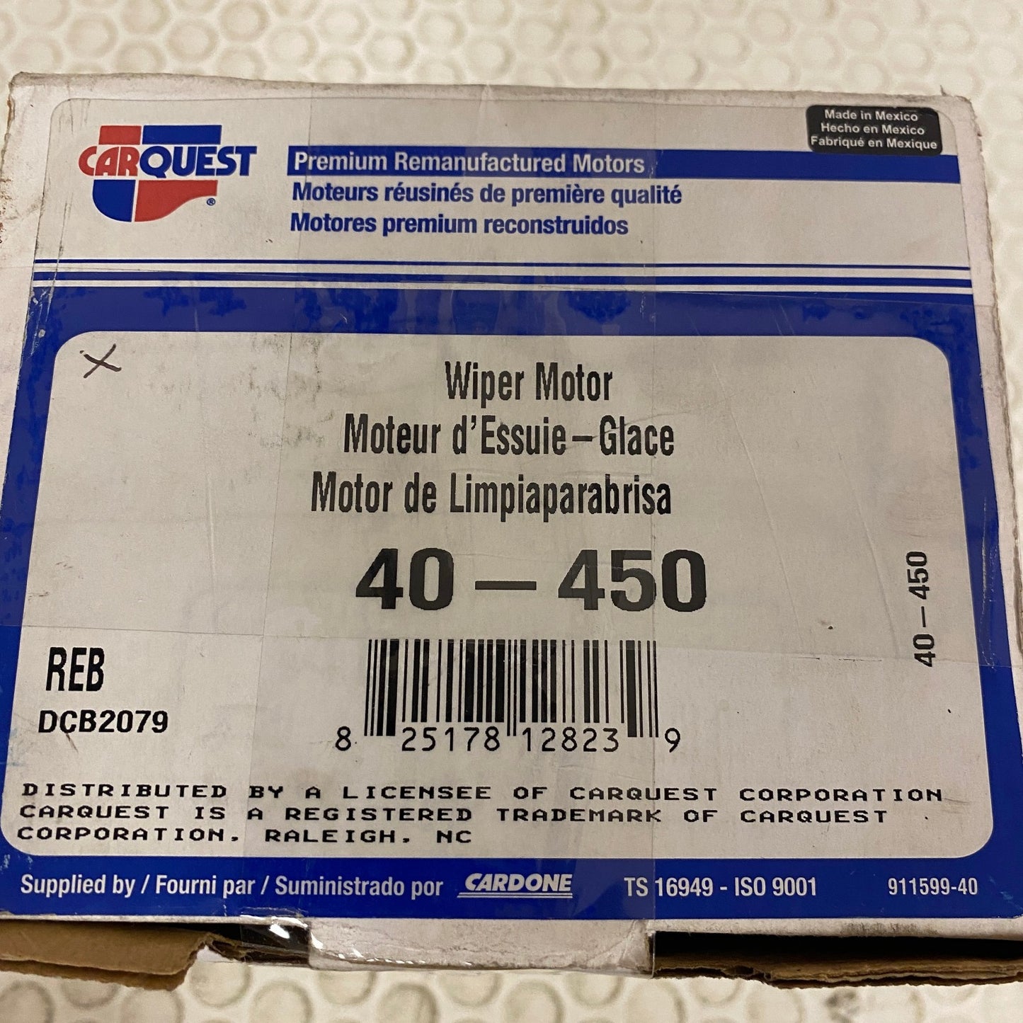 Carquest Premium Reman Wiper Motor Cardone 40-450 Reman
