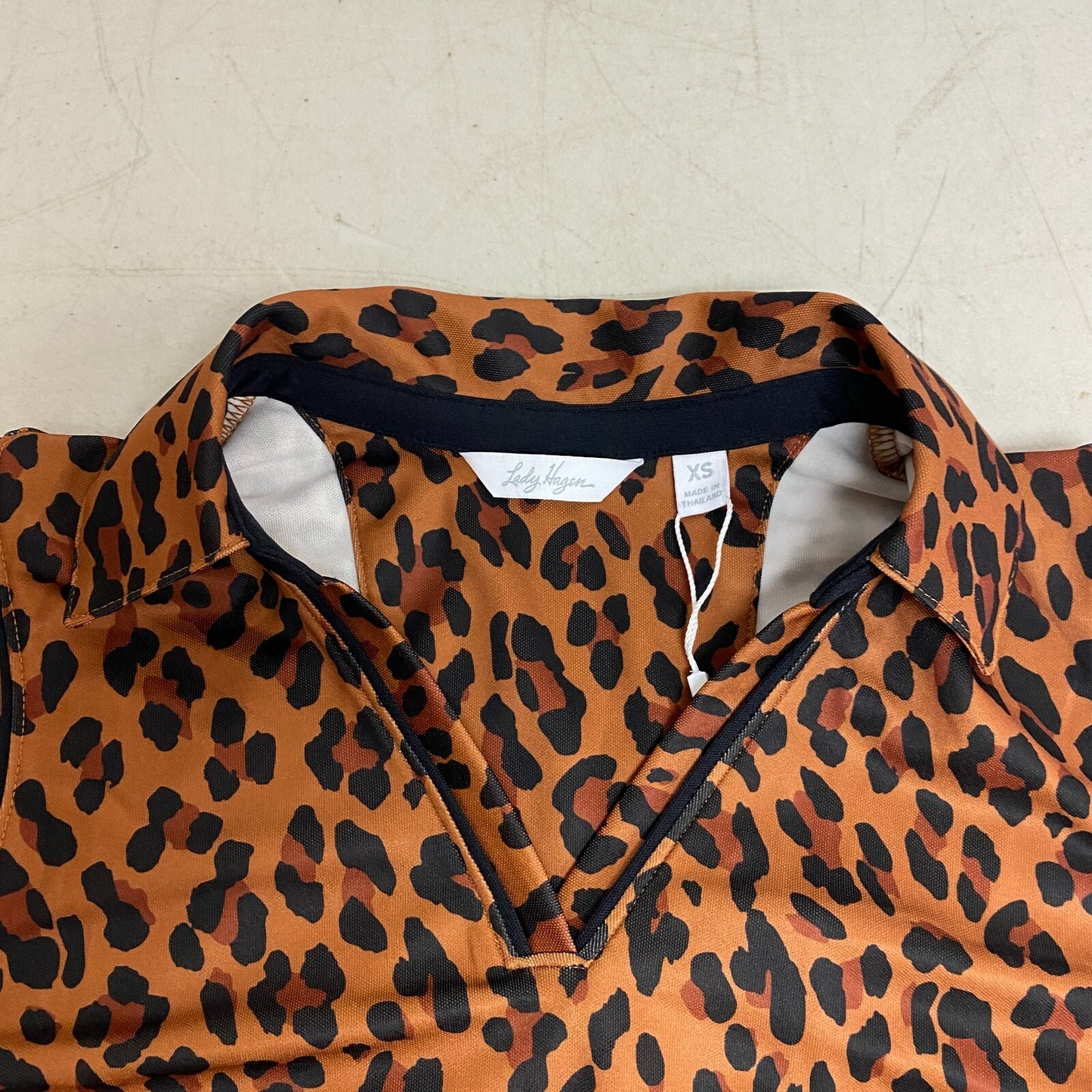 Lady Hagen Womens Polyester Pique Sleeveless Polo Classic Leapord Hazel WGH31007