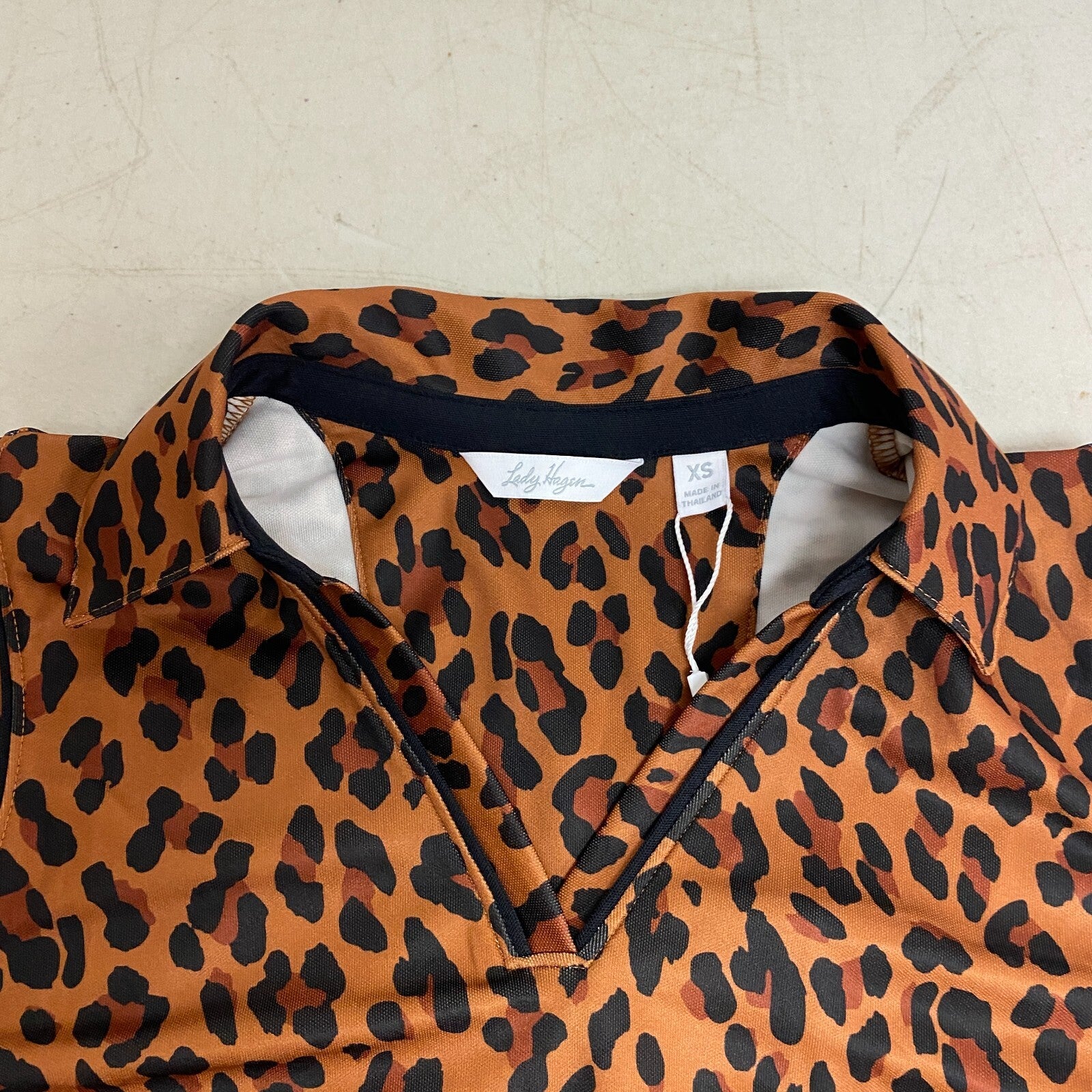 Lady Hagen Womens Polyester Pique Sleeveless Polo Classic Leapord Hazel WGH31007