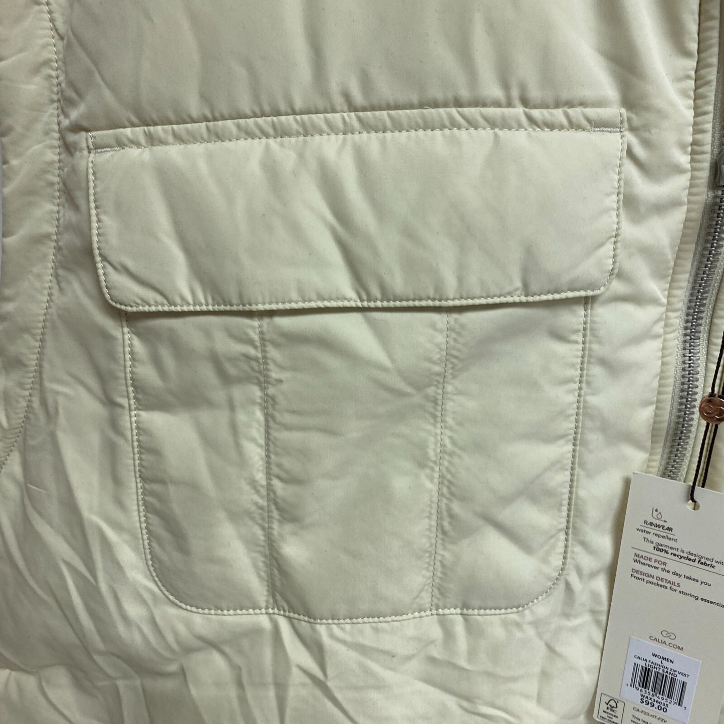 CALIA Womens Journey Fashion Zip Pocket Vest Light Sand Different Sizes WAX36035
