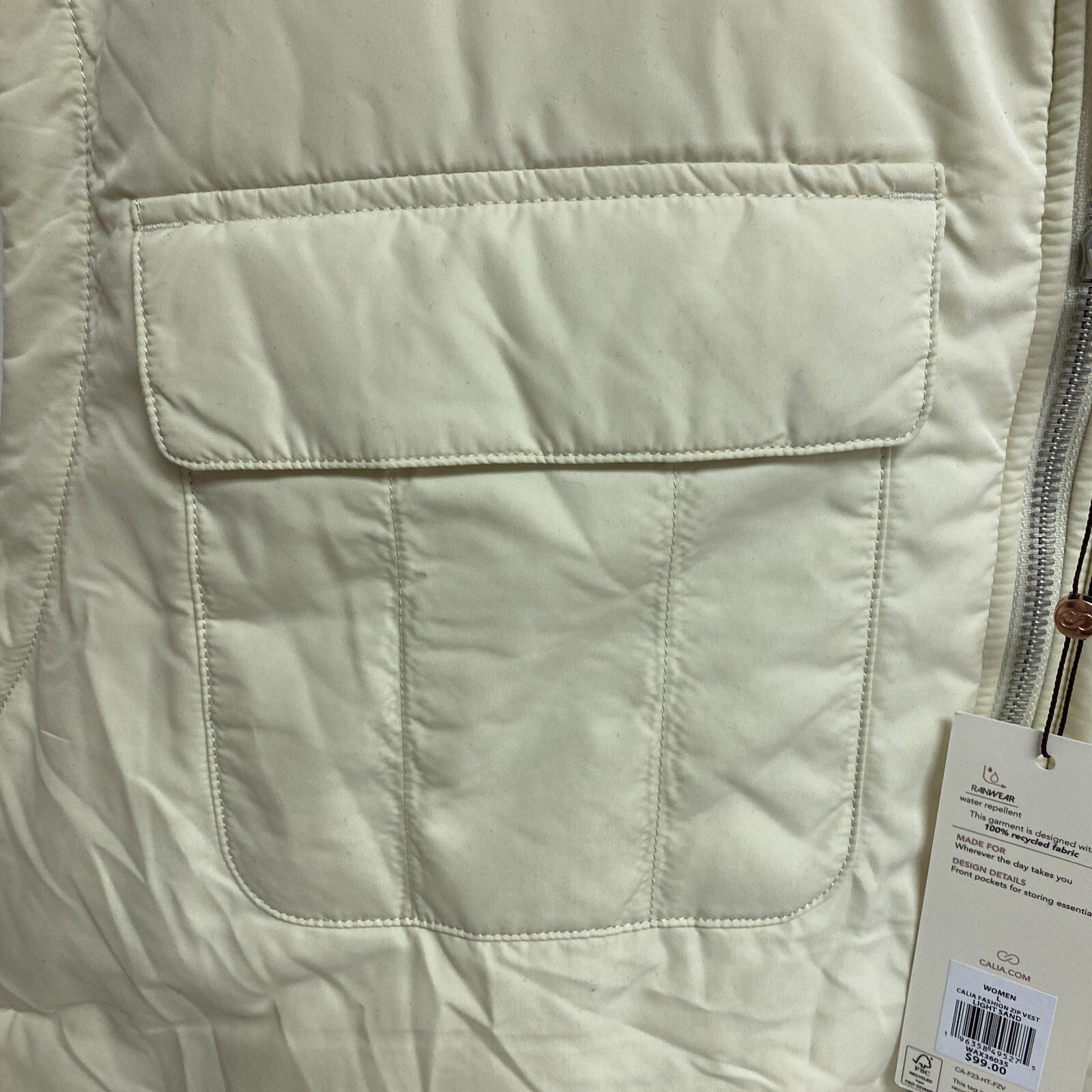 CALIA Womens Journey Fashion Zip Pocket Vest Light Sand Different Sizes WAX36035