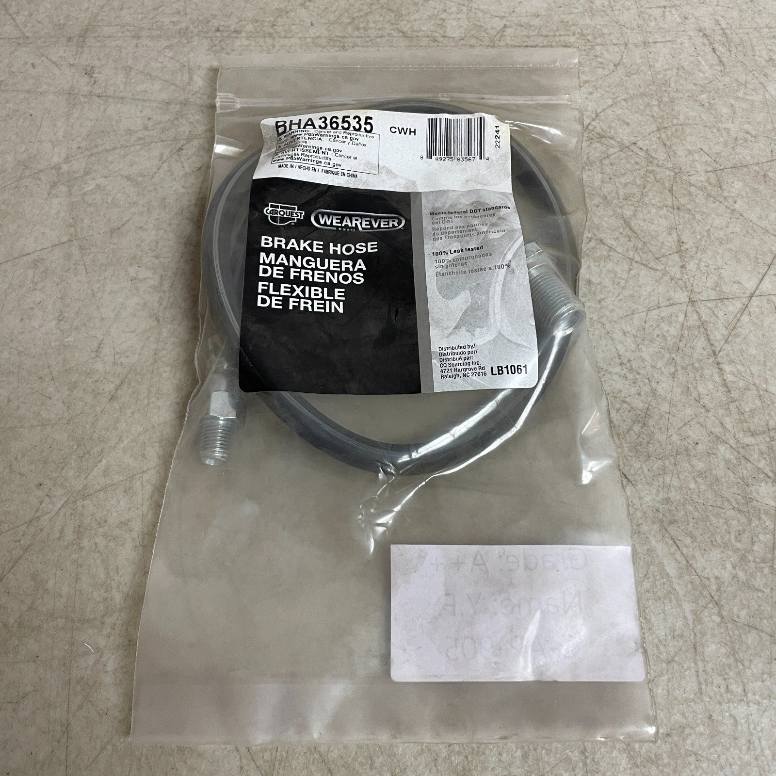 Carquest Wearever BHA36535 Brake Hydraulic Hose Assembly 28.5″ EPDM Rubber Line