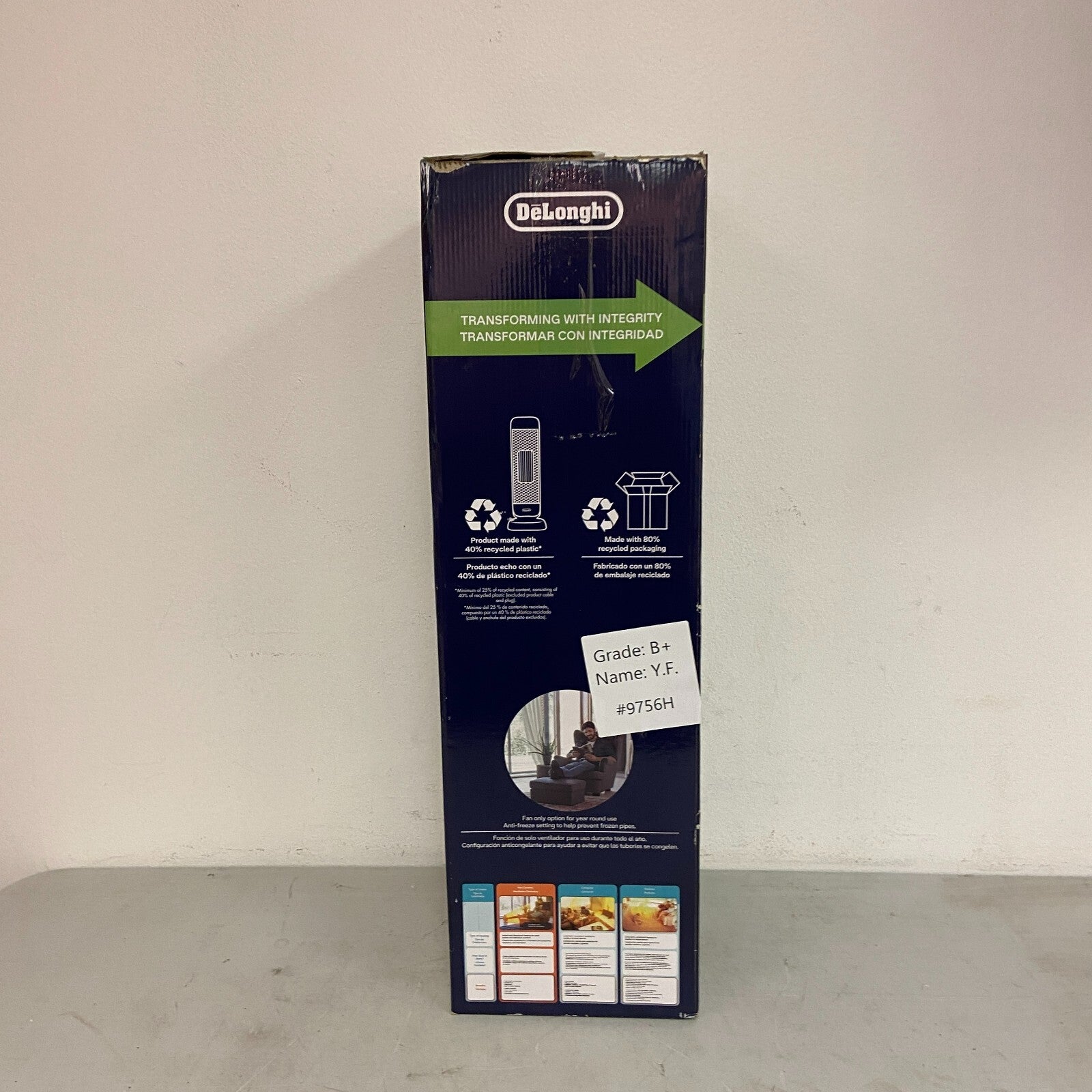 DeLonghi 1500W Ceramic Tower Space Heater w/ Thermostat And Remote