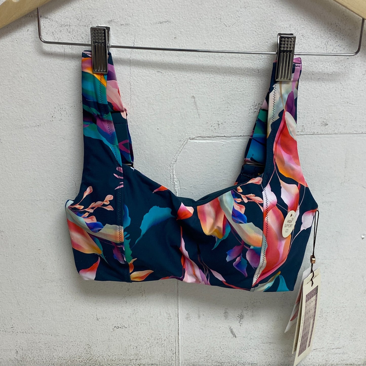 CALIA Women's Power sculpt Swim Bikini Top Aqua Multi Colored WSA22208PRT