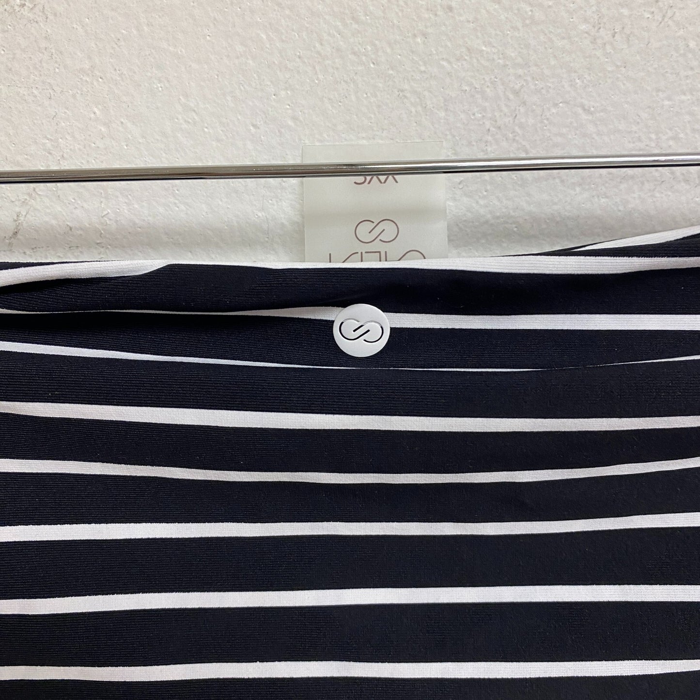 CALIA Women's Adjustable Rise Ruched Side Bottom Stripe Black WSA23402PRT