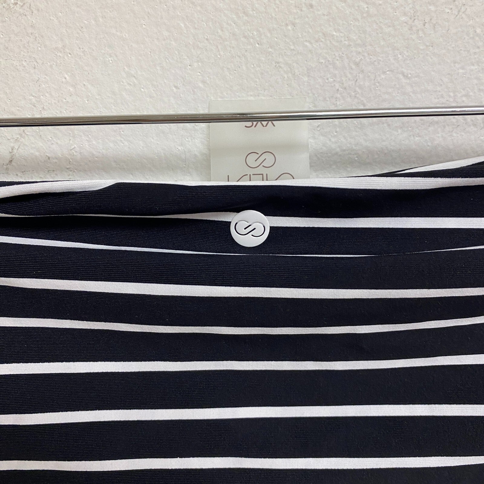 CALIA Women's Adjustable Rise Ruched Side Bottom Stripe Black WSA23402PRT