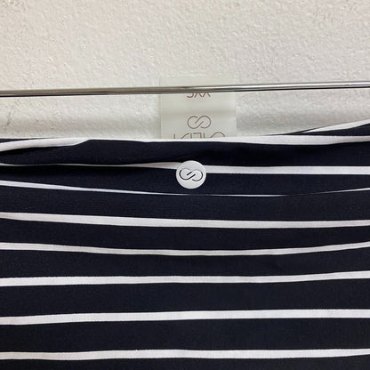 CALIA Women's Adjustable Rise Ruched Side Bottom Stripe Black WSA23402PRT