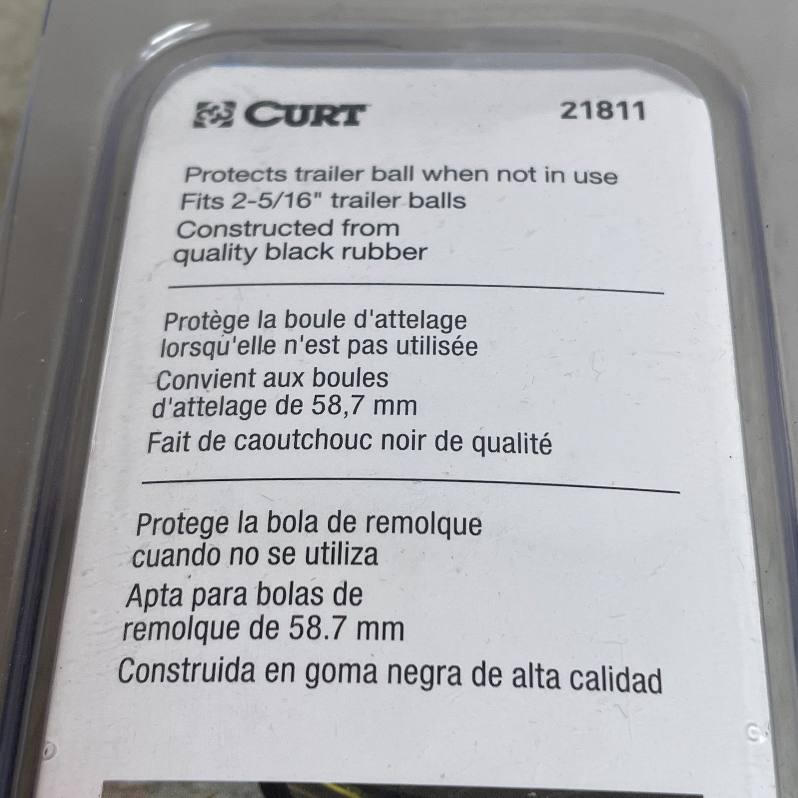 CURT 21811 Trailer Hitch Ball Cover Black Rubber Fits 2-5/16" Trailer Balls