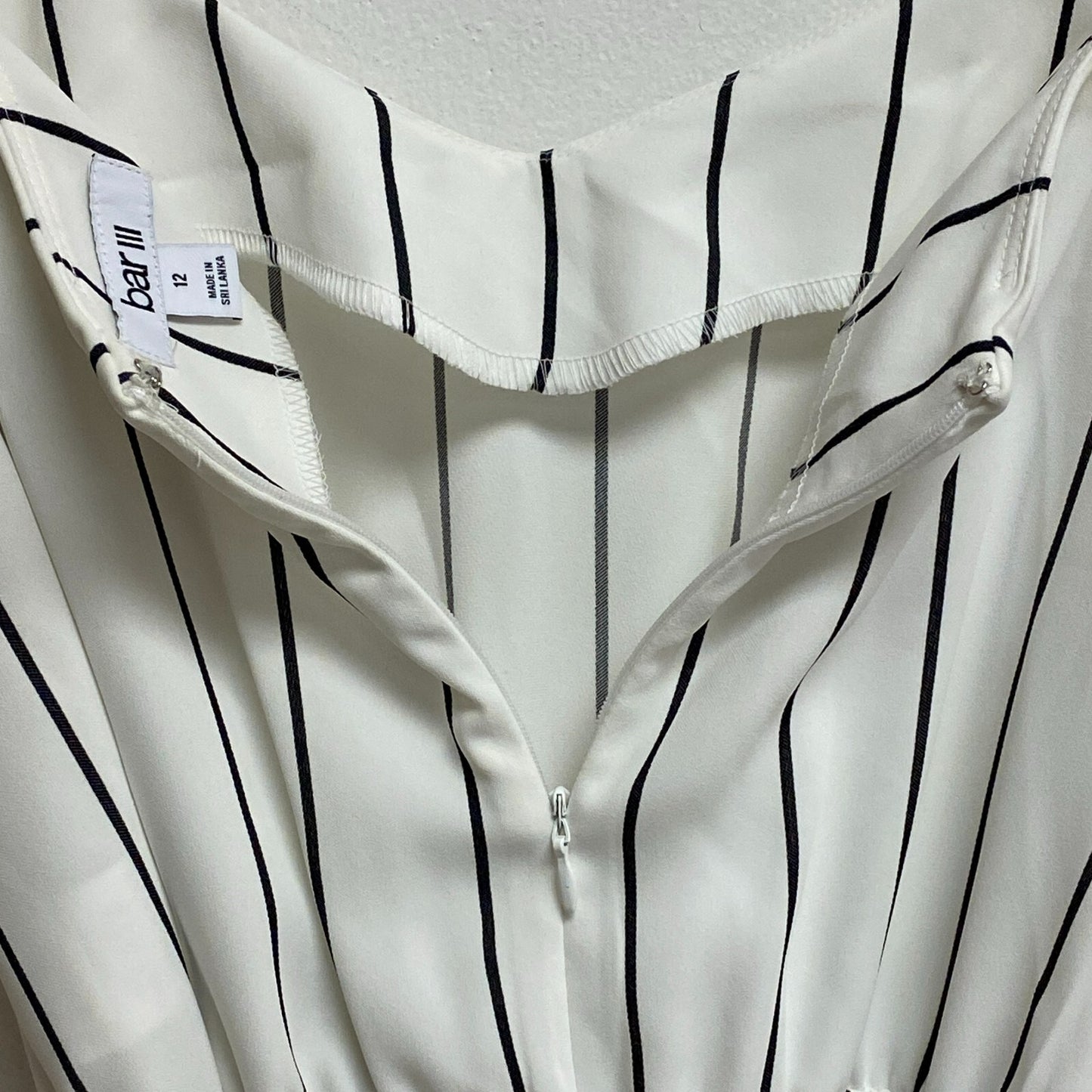 Bar III Women's Dressy Jumpsuit Striped Wide Leg Strapped Black White Size 12