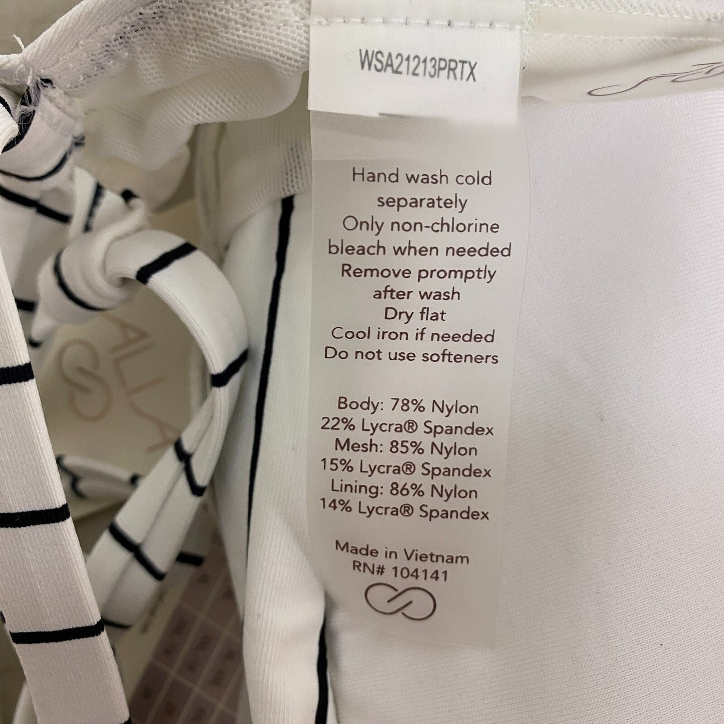 Calia Womens High Rise High Neck PowerSculpt Top Stripe White WSA22213PRT