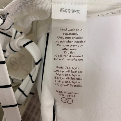 Calia Womens High Rise High Neck PowerSculpt Top Stripe White WSA22213PRT