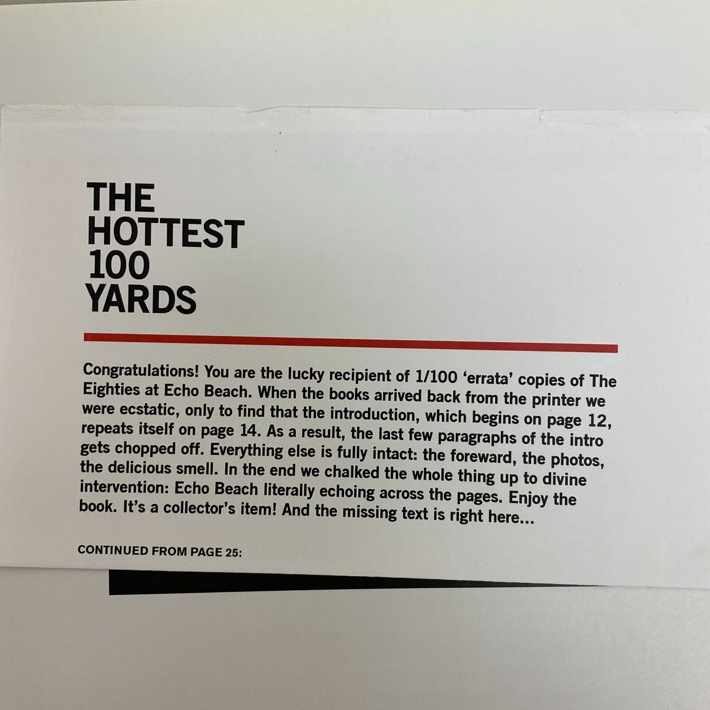 The Eighties at Echo Beach Hardcover "Errata" Edition