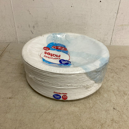 Great Value Plain White Everyday Plates 100 count Brand New!