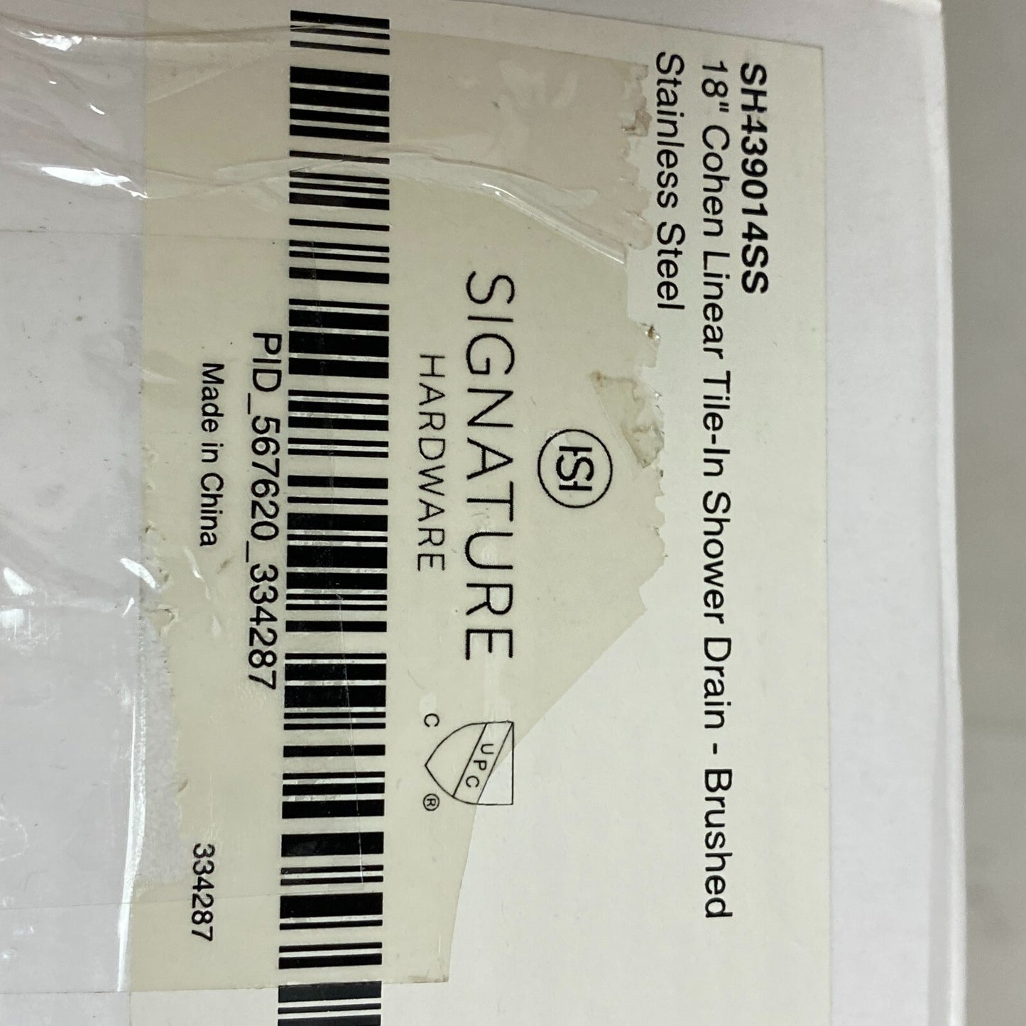 Signature Hardware 18" Cohen Linear Tile-In Shower Drain - Brushed Stainless S,,