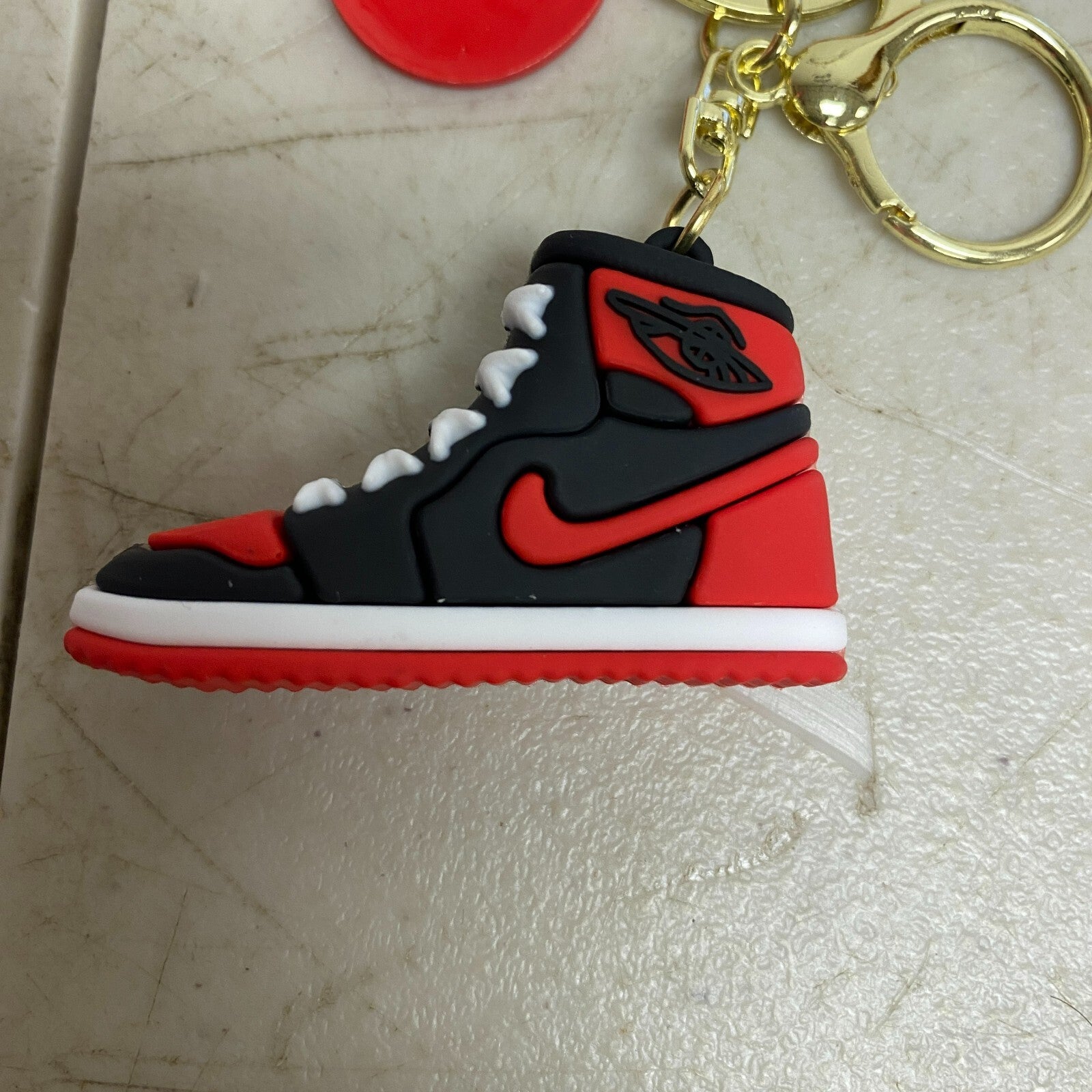 Assorted Silicone Air Jordan 1 Bred Keychain Accessory