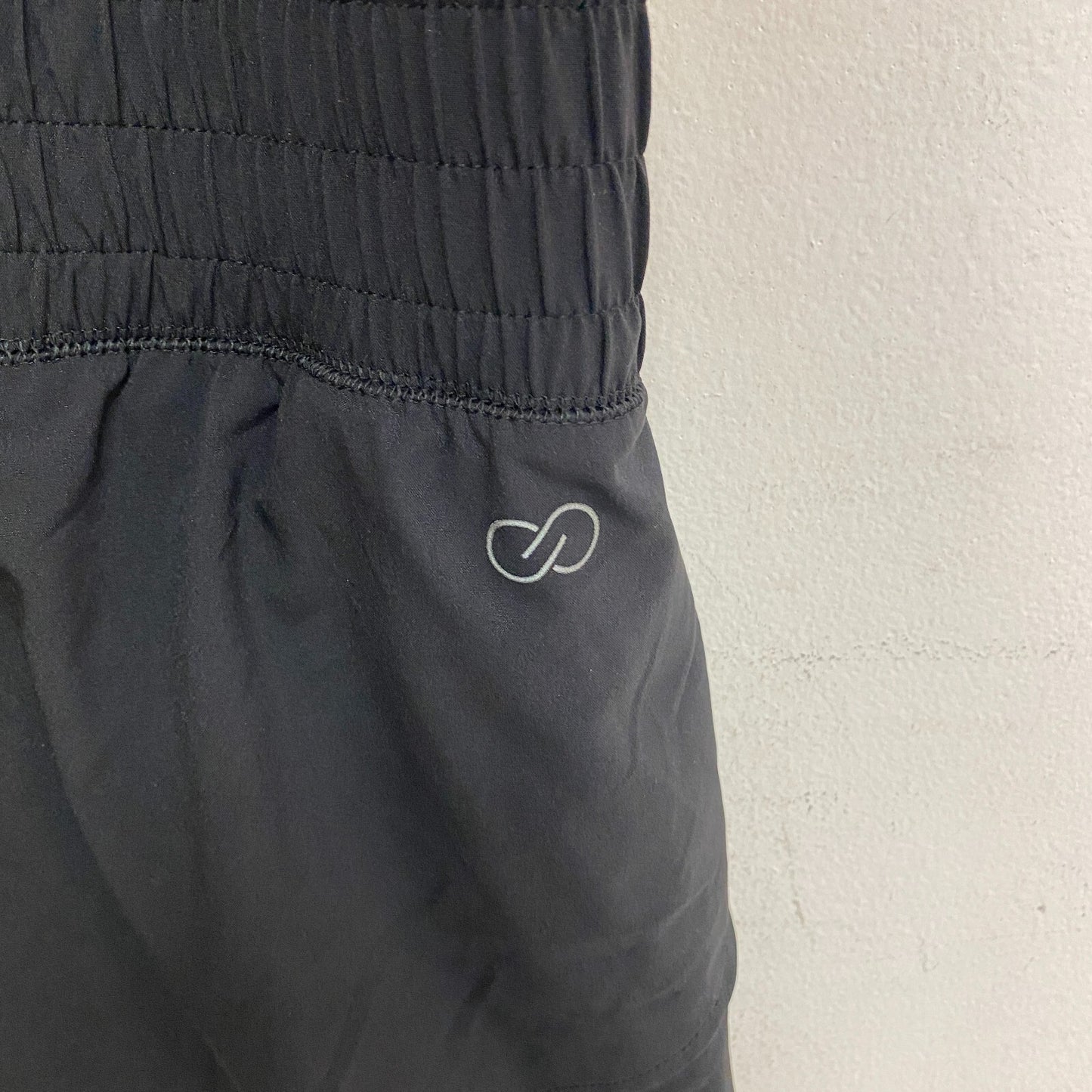 Calia Woven High Rise Petal Hem Short Pure Black Solid WAX12259