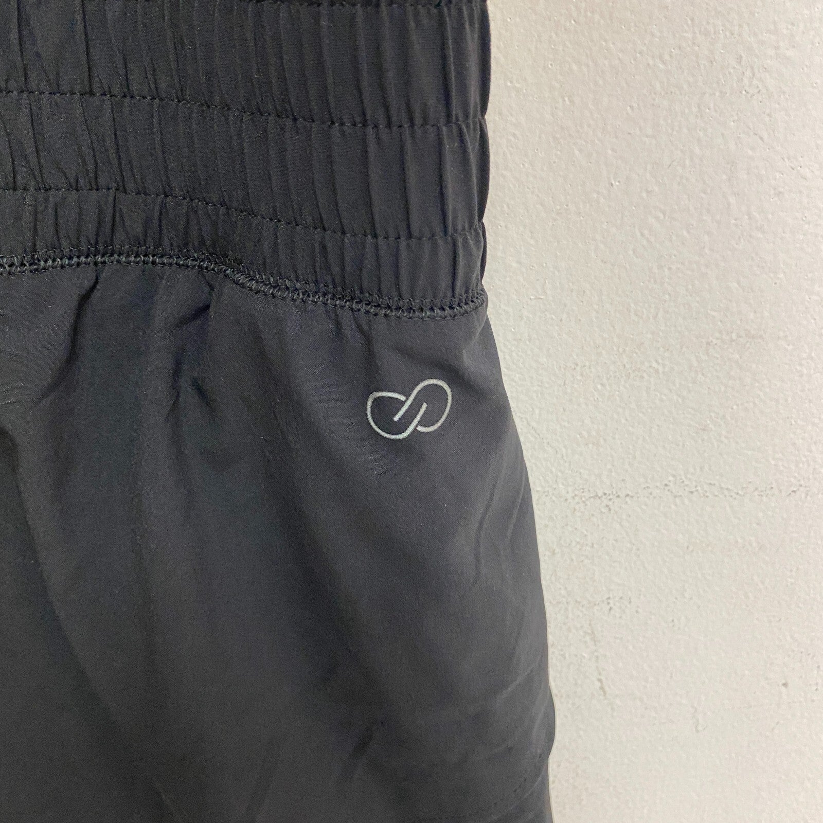 Calia Woven High Rise Petal Hem Short Pure Black Solid WAX12259