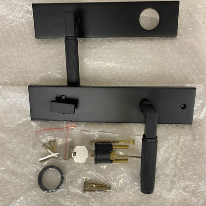 Signature Hardware Satcher Straight Knurled Solid Brass Entrance Door Set