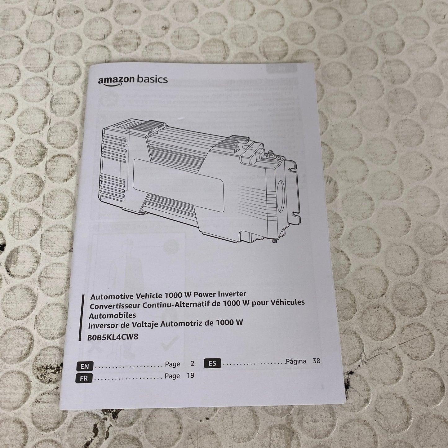 Amazon Basics 1000W Car Power Inverter 12V to 110V AC Converter Grey Compact