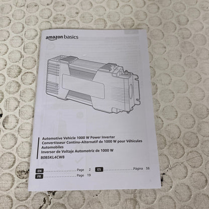 Amazon Basics 1000W Car Power Inverter 12V to 110V AC Converter Grey Compact