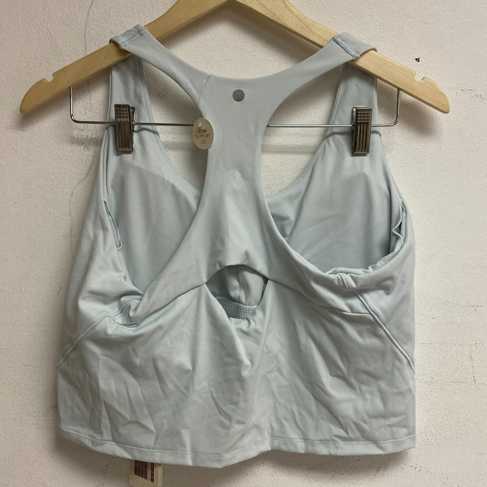 Calia Low Support Crop Brami Light Blue Sleeveless Solid WAX17368