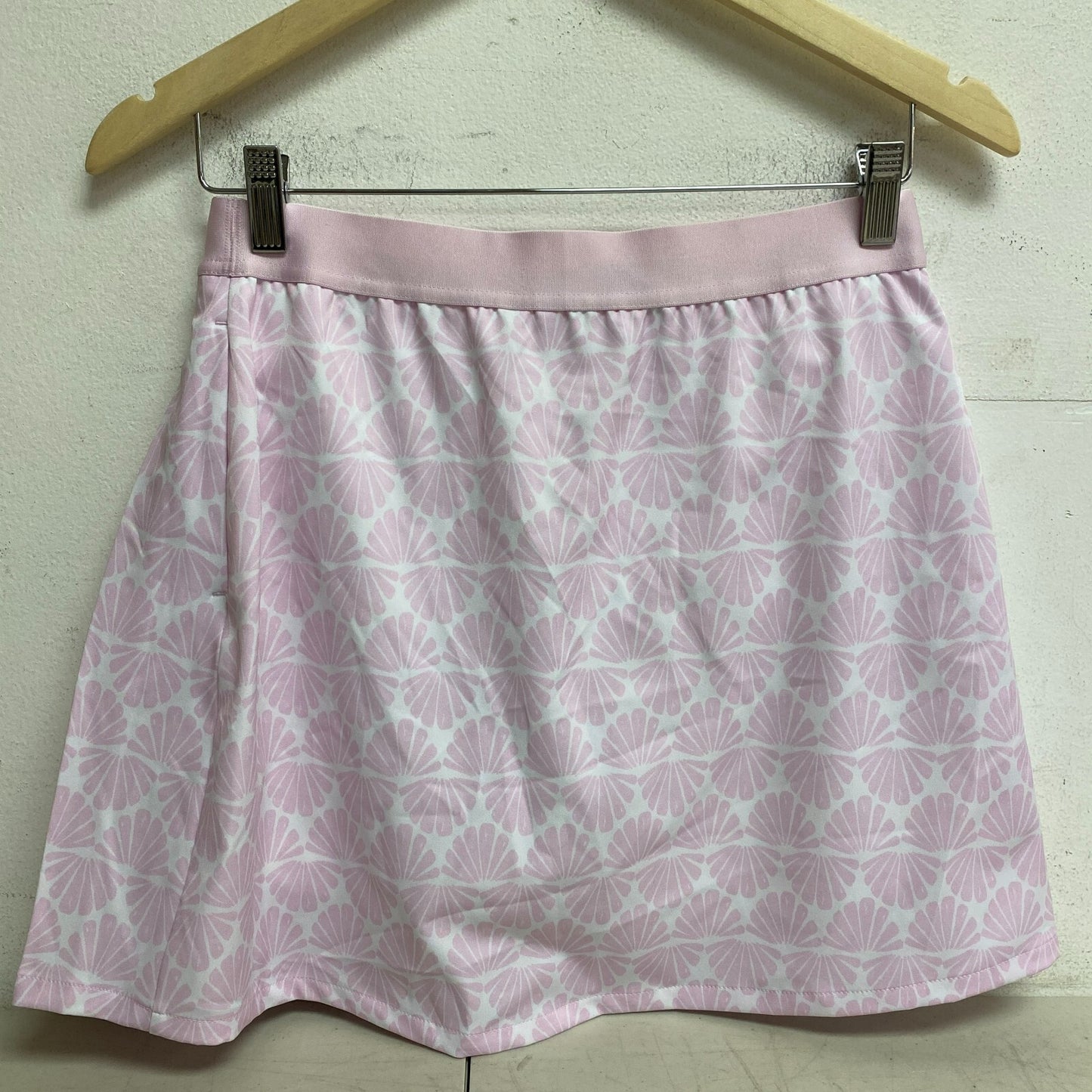 Lady Hage Womens 16" Prt Side Pleat Skort Pink Seashells Stylish WGH17447PRT