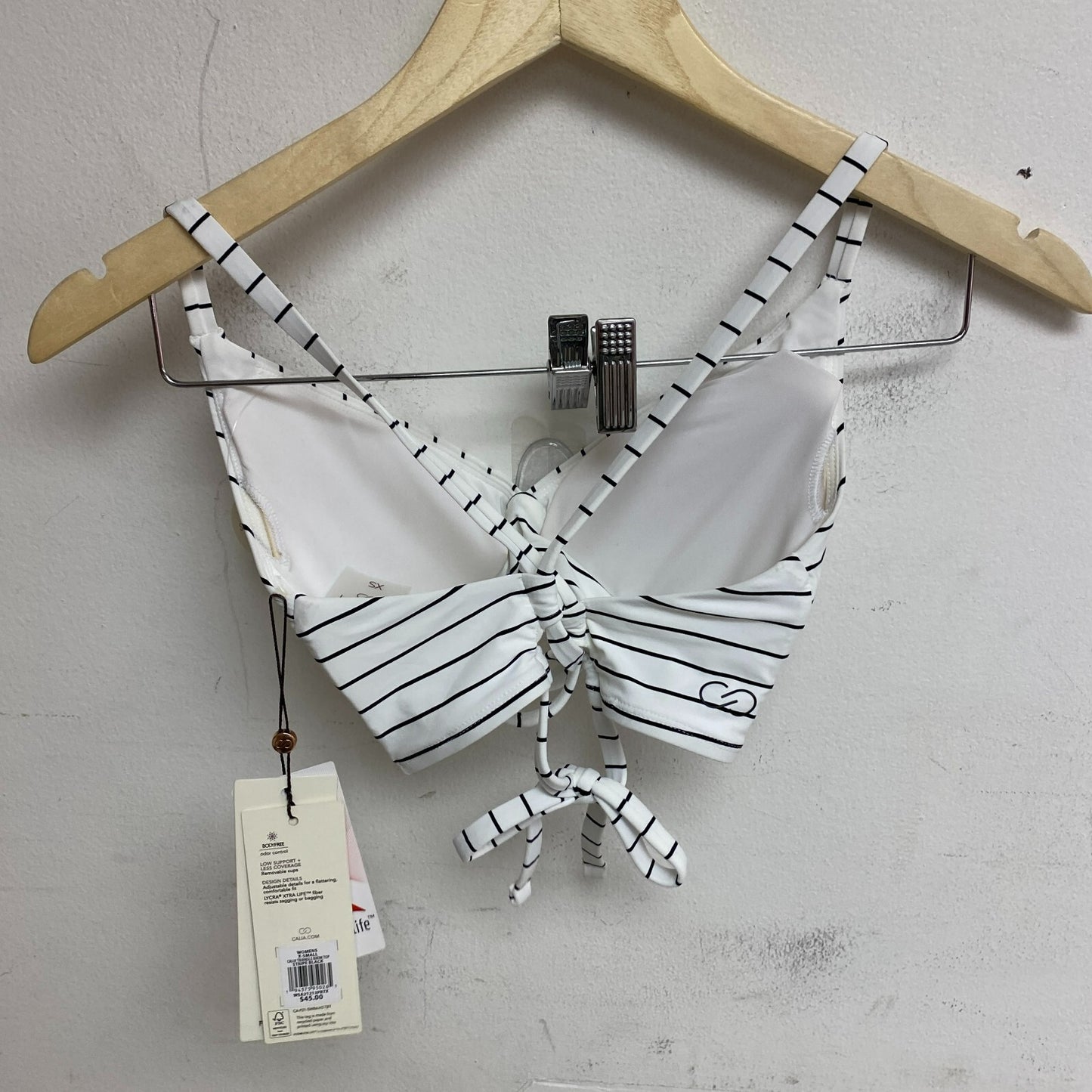 Calia Womens High Rise High Neck PowerSculpt Top Stripe White WSA22213PRT