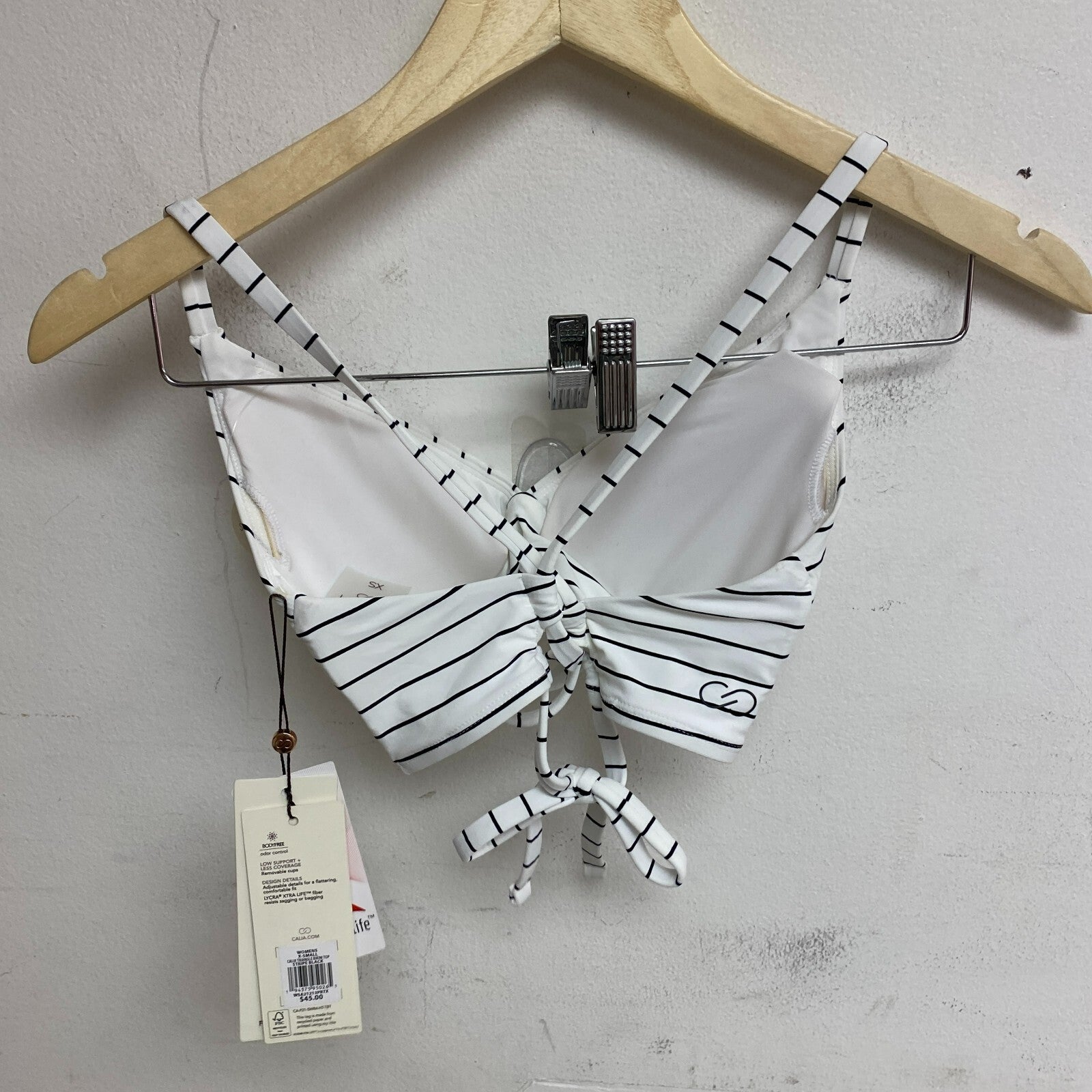 Calia Womens High Rise High Neck PowerSculpt Top Stripe White WSA22213PRT