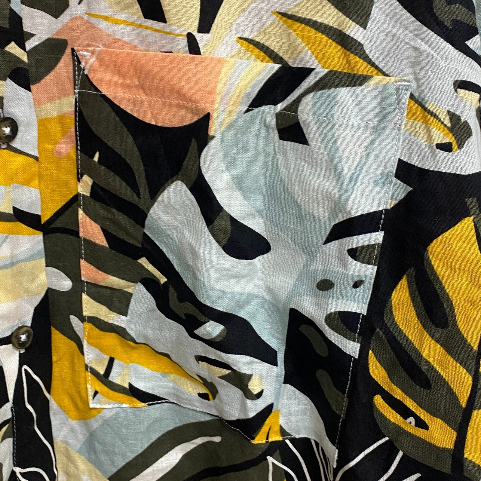 Calia Womens Coverup Oversized Long Sleeve Button Down Multi Palm WSA23919PRT