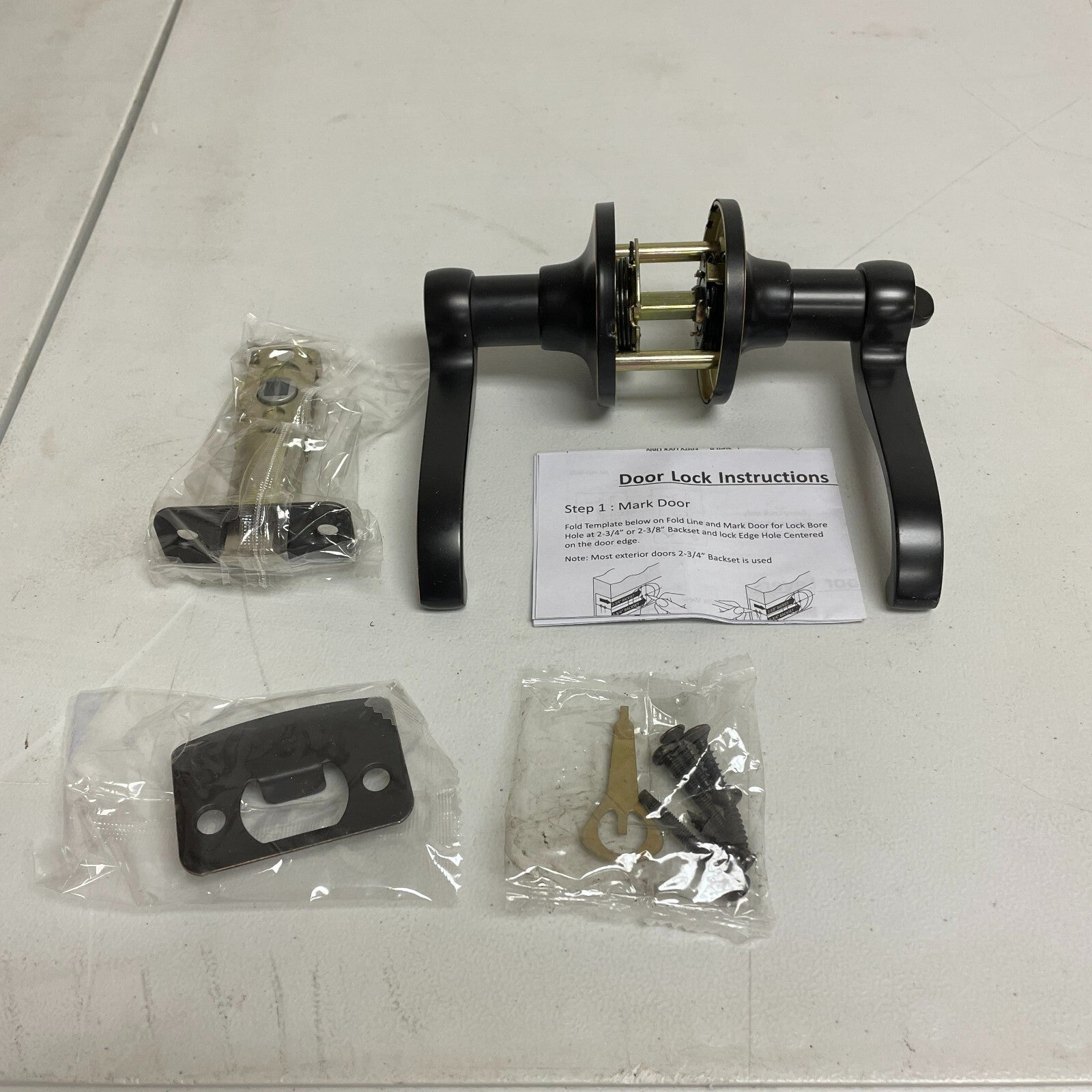 Signature Hardware Closed Scroll Lever Privacy Door Lock Oil‑Rubbed Bronze