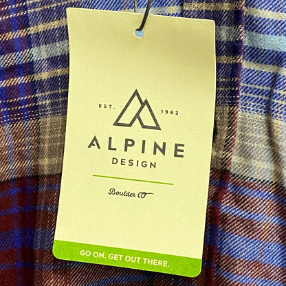 Alpine Design Womens Journey Oversized Flannel Dark Blue Overcast Plaid ADW22108