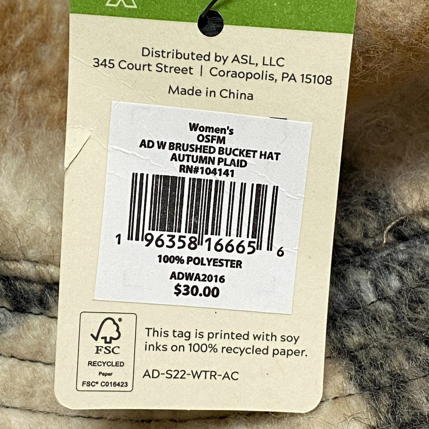 Alpine Design Women’s AD W Brushed Bucket Hat Autumn Plaid NWT ADWA2016