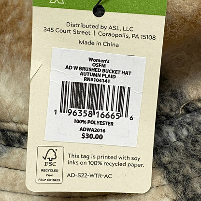 Alpine Design Women’s AD W Brushed Bucket Hat Autumn Plaid NWT ADWA2016