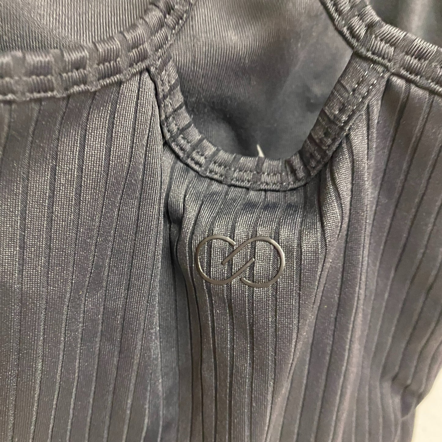 Calia Womens Rib Crop Cami Pure Black Solid Sleeveless Racerback WAX11196N