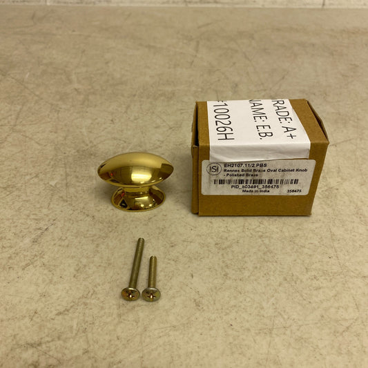 SIGNATURE HARDWARE RENNES SOLID BRASS OVAL CABINET KNOB- POLISHED BRASS