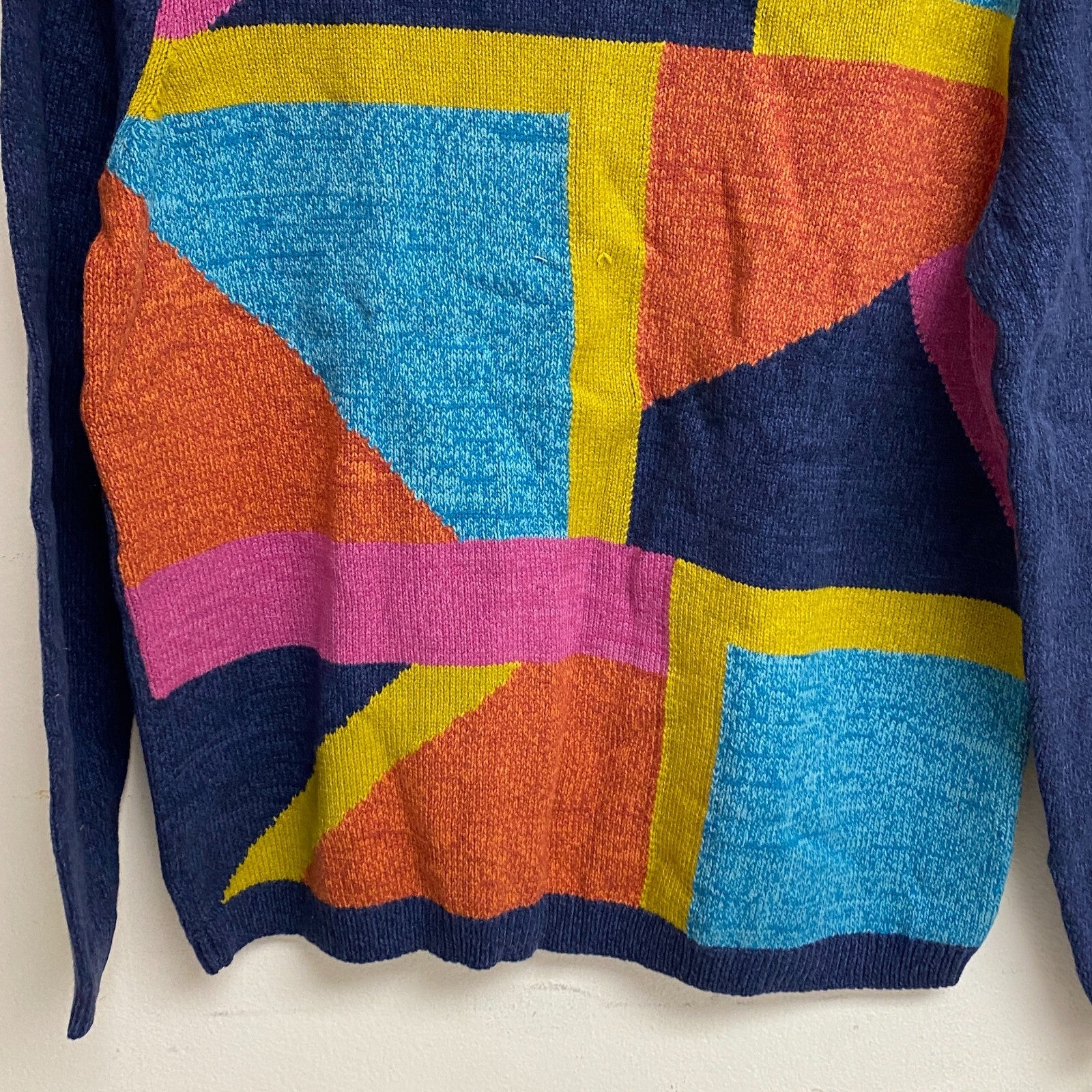 Alfred Dunner Women's Lake Placid Colorblock Crewneck Sweater Szie PM Color Navy