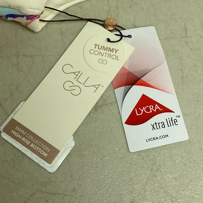 CALIA Shirred V Front High Rise Swim Bottom Color Unbleached/Multi WSA23407PRT