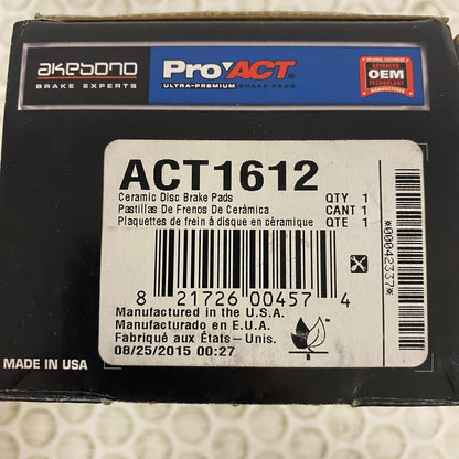 Akebono ProACT Ultra‑Premium Ceramic Rear Disc Brake Pads ACT1612