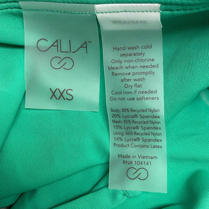 CALIA Women's High Waisted Ruched Side Tie Swim Bottoms Green Glow WSA23410
